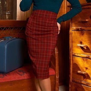 New Laura Byrnes High Waisted Plaid Pencil Skirt